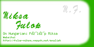 miksa fulop business card